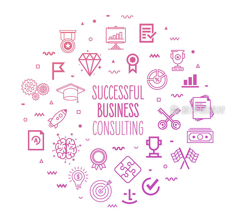Successful Business Consulting Outline Style Infographic Design